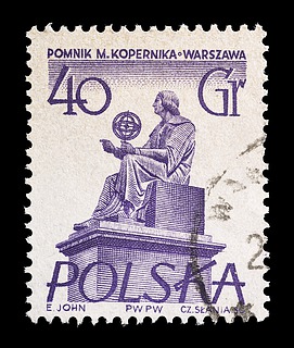 Polsk frimærke med Thorvaldsens statue af Nicolaus Copernicus