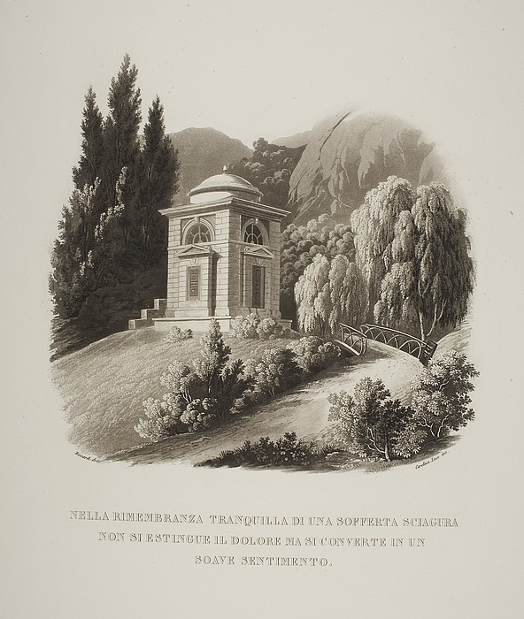 Tempel bygget som mindesmærke over Julius (Giulio) Mylius i haven til Villa Vigoni