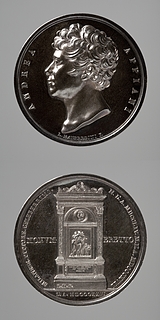 Medalje forside: Andrea Appiani. Medalje bagside: Monument over Andrea Appiani