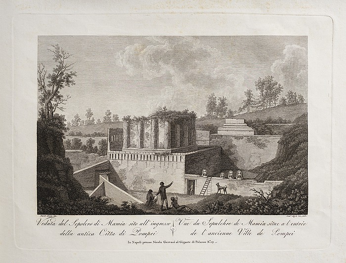 Veduta del Sepolcro di Mamia sito all'ingresso della antica Città di Pompei (Mamia graven ved indgangen til den antikke by Pompej)