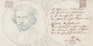 Johann Scholl: Selvportræt med dedikation til F.C. Krohn, 1839, privateje