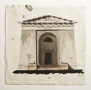 Udkast til et mausoleum eller gravkapel i antik stil, opstalt af facade