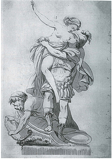 Johannes Wiedewelt: Paris løfter den røvede Helena ned i sin båd, 1760
