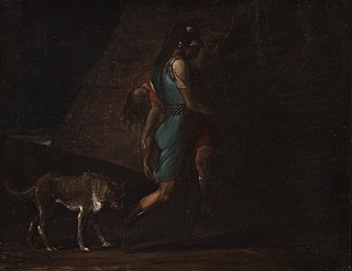 Ossian Carrying his Dead Brother Gillan, Followed by Fingal