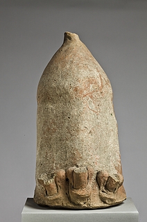 Anatomical votive in the form of a colossal phallus with three smaller phalli. Etruscan-Italian, Thorvaldsens Museum