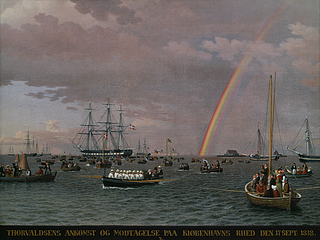 C.W. Eckersberg, Thorvaldsens Ankunft auf der Reede von Kopenhagen am 17. September 1838, 1839 - Copyright gehört Thorvaldsens Museum