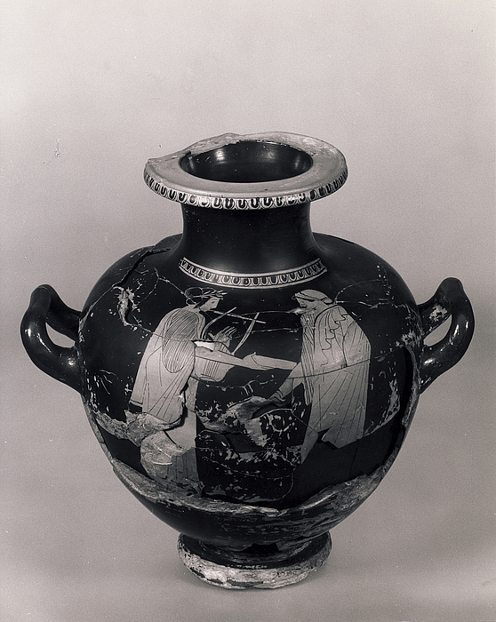 Hydria med Apollon og en gudinde. Græsk