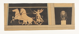 Amorin på vogn med dansende heste. Trefod