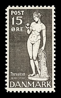 Prøvetryk af udkast til et dansk frimærke med Thorvaldsens Venus med æblet