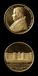 Medalje forside: Pave Gregor 16. Medalje bagside: Fabrica Nuova i Rom
