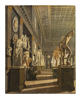 Adam Müller: Parti af Antiksalen på Charlottenborg, 1830