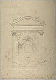 Opstillingsforslag for monument over Pius 7., grundplan og opstalt