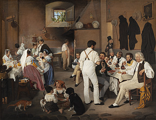 Danske kunstnere i osteriet La Gensola i Rom, 1837, Thorvaldsens Museum, B 199