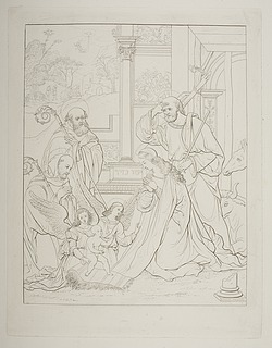 Tilbedelsen af Jesusbarnet med San Benedikt og Alberic