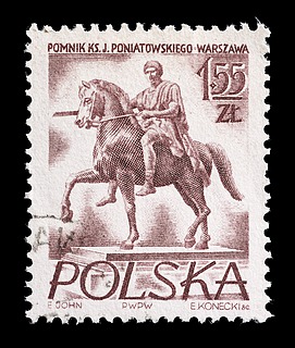 Polsk frimærke med Thorvaldsens statue af Józef Poniatowski