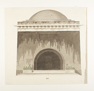Udkast til et mausoleum eller gravkapel i antik stil, opstalt af facade