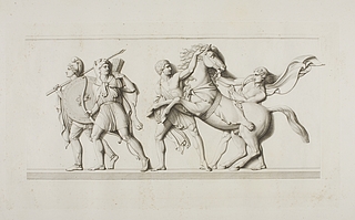 Alexander den Stores våbendragere efterfulgt af Bucephalus
