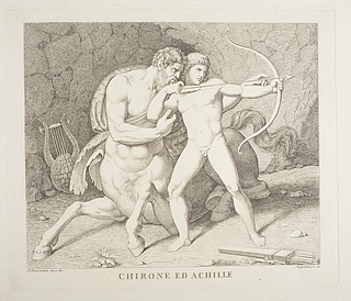 Chiron lærer Achilleus at skyde med bue