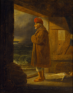 Ernst Meyer: Gammel napolitansk fisker i døren til sin hytte - Copyright tilhører Thorvaldsens Museum