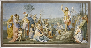 Giovanni Sanguinetti: Johannes Døberens prædiken, 1820'erne eller 1830erne - Copyright tilhører Thorvaldsens Museum