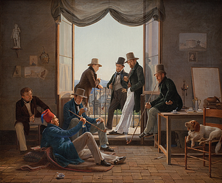 Constantin Hansen: Et selskab af danske kunstnere i Rom, 1837, Statens Museum for Kunst, KMS3236