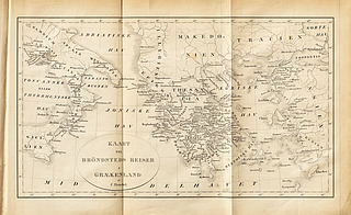 Kort til Brøndsteds Rejser i Grækenland af C. Henckel, 1844