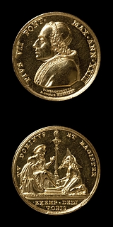 Medalje forside: Pius 7. Medalje bagside: Kristus vasker Peters fødder