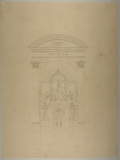 Opstillingsforslag for monument over Pius 7., grundplan og opstalt