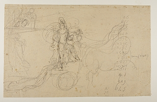 Achilleus slæber Hektors lig efter sin vogn, og andre skitser