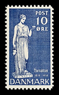 Prøvetryk af udkast til et dansk frimærke med Thorvaldsens Hebe