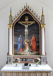 J.L. Lund: Korsfæstelsen, 1821, olie på lærred, ca. 180 cm, Holtug kirke
