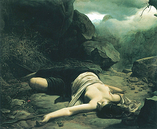 Ludvig Abelin Schou: Chione dræbt på jagten af den krænkede Diana, 1866