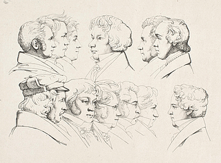 Ernst Meyer: 12 portrætter, sandsynligvis Juleaften 1824, Rom. Den kongelige Kobberstiksamling, inv.nr. KKSgb9278
