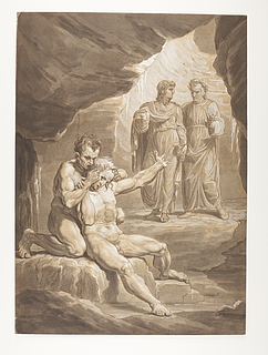Dante og Virgil passerer Ugolino della Gherardesca og ærkebiskop Ruggieri i underverdenen