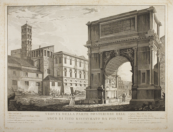 Veduta della parte posteriore dell'archo di Tito ristavrato da Pio VII ( Prospekt af Titusbuen restaureret af Pius 7. )