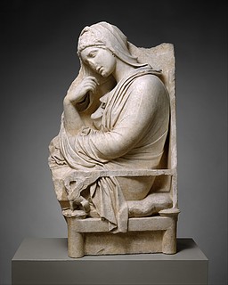 Marble stele (grave marker) of a woman