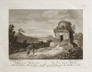 Veduta di un Sepolcro antico siopra la Collina dello Scodillo a Napoli