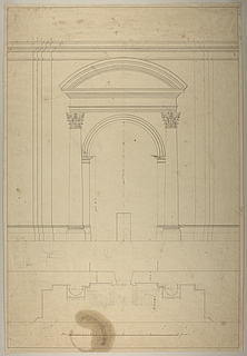 Opstillingsforslag for monument over Pius 7., grundplan og opstalt