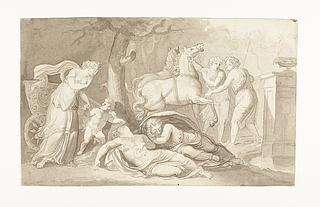 Amor og Selene i en skovscene