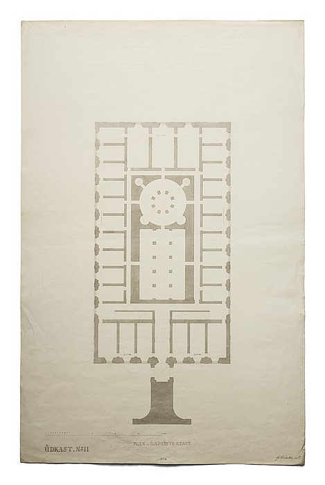 Thorvaldsens Museum, udkast No.2 til plan af stuen