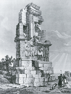 Andrea Gasparini: Philopappos Monumentet, 1843 - Copyright tilhører Benaki Museet, Athen
